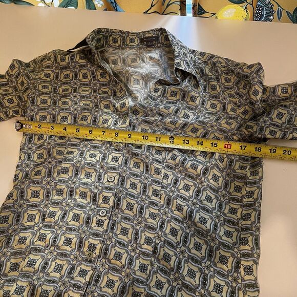 ann taylor Light green Geometrical silk blouse Sz 8 - Picture 6 of 7